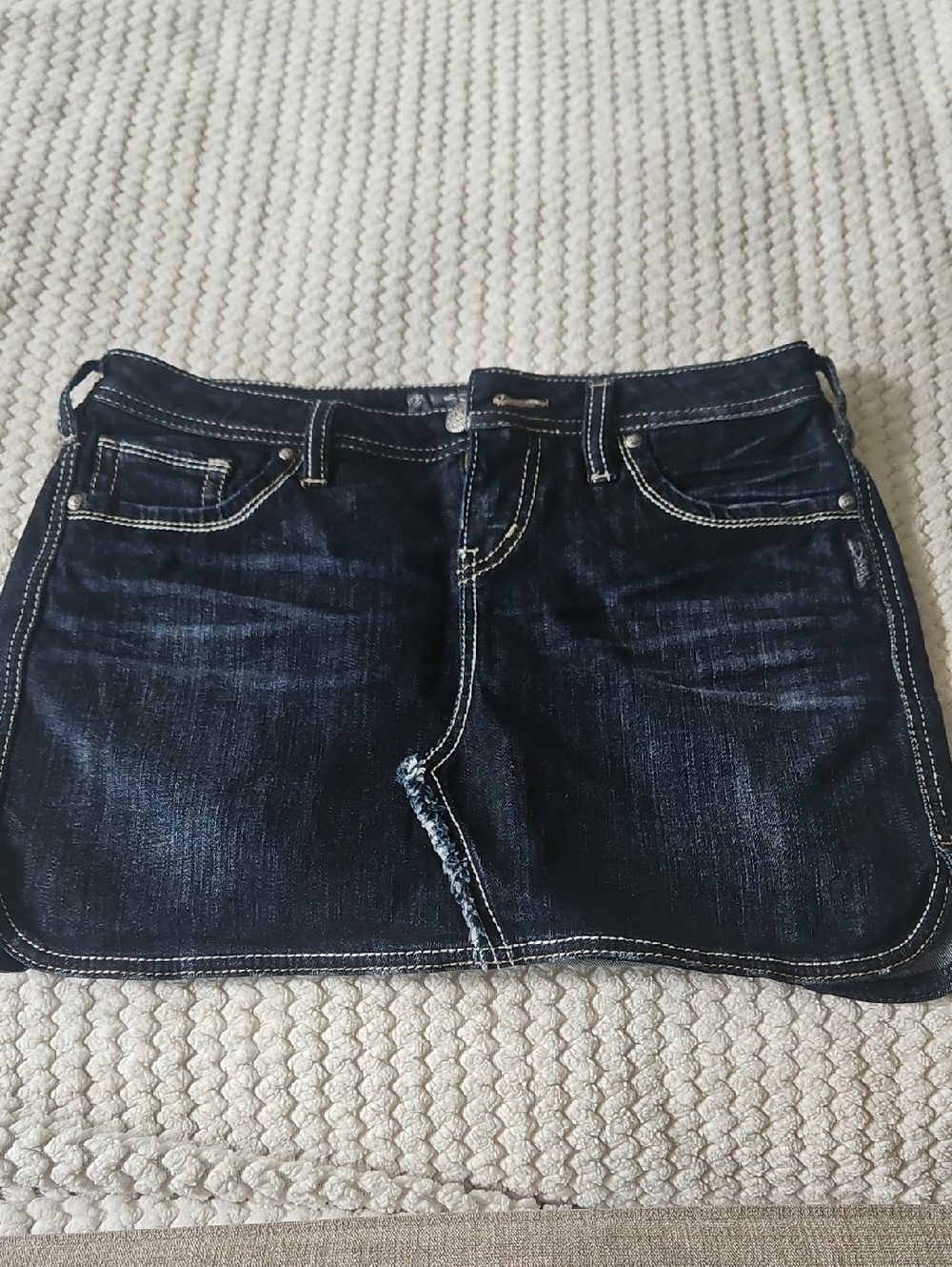 Silver Dark Wash Denim Mini Skirt-Size 28